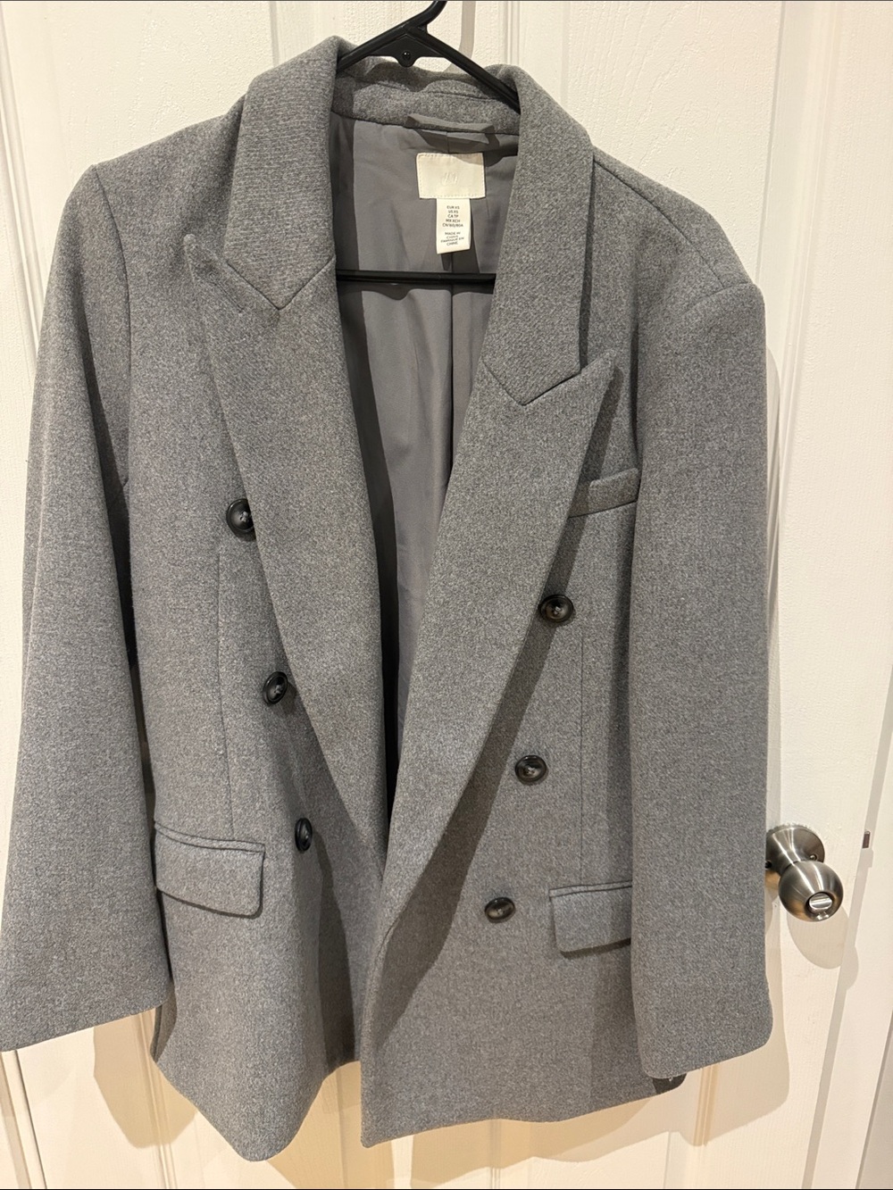 H&M Oversized Double-Breasted Light Grey Blazer